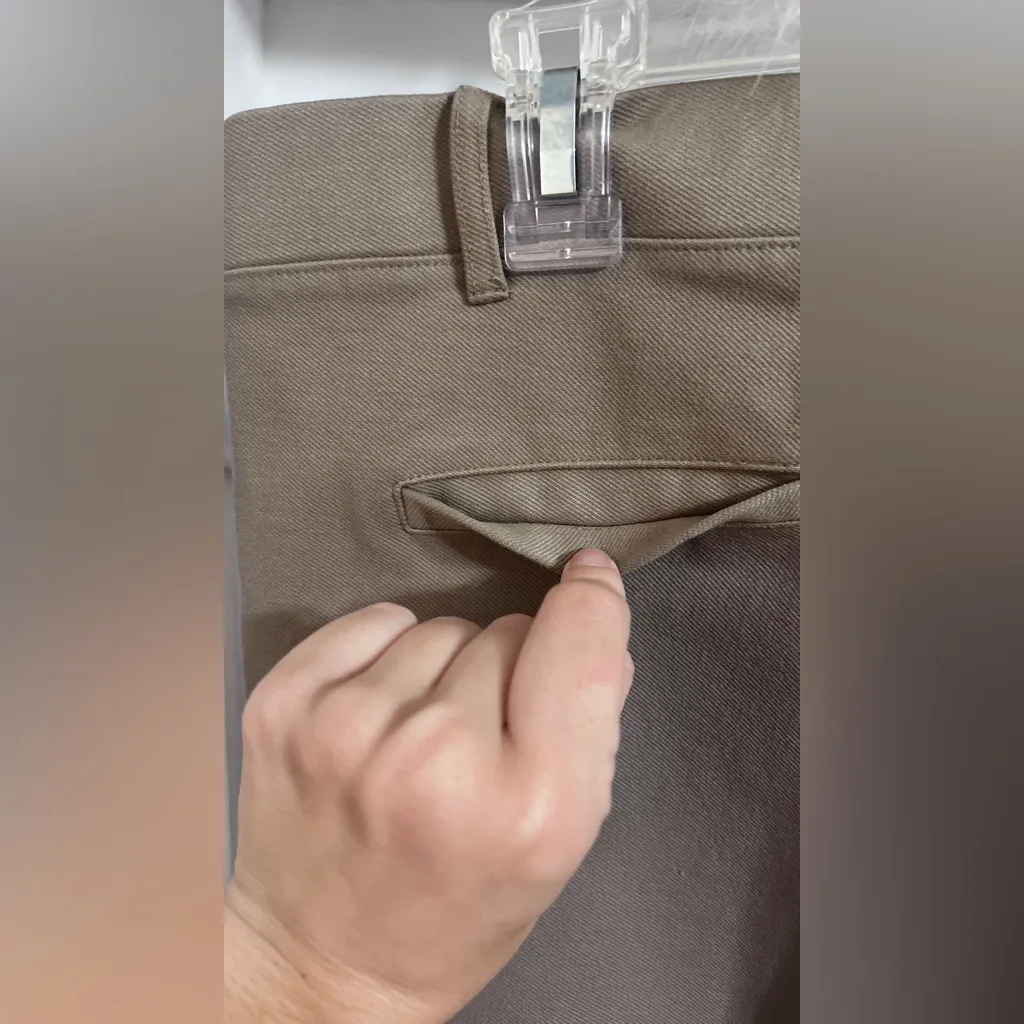 Betabrand Beige Stretch Straight Leg Dress Pant  Faux Pocket - Image 4