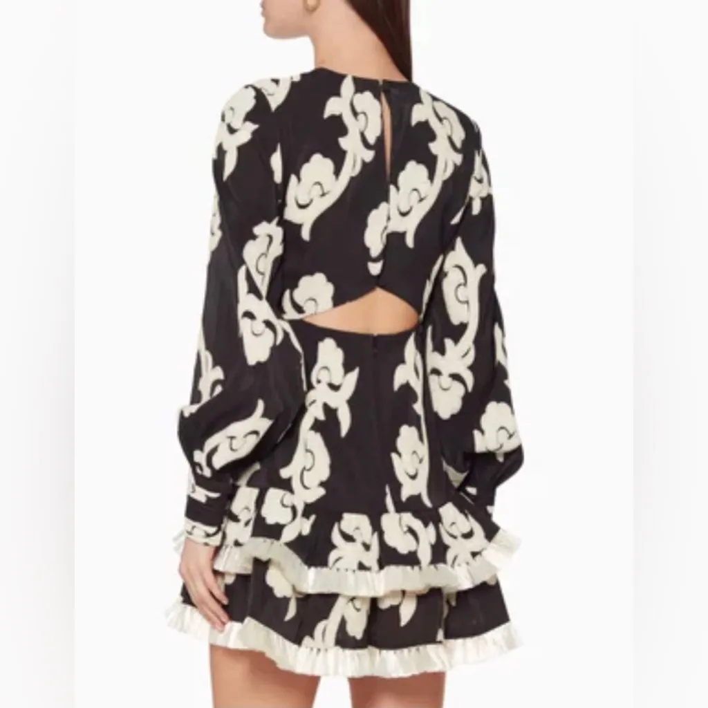 ALEXIS Rimini Tassel Embroidered Floral Black and White Mini Dress‎ Size S - Image 3