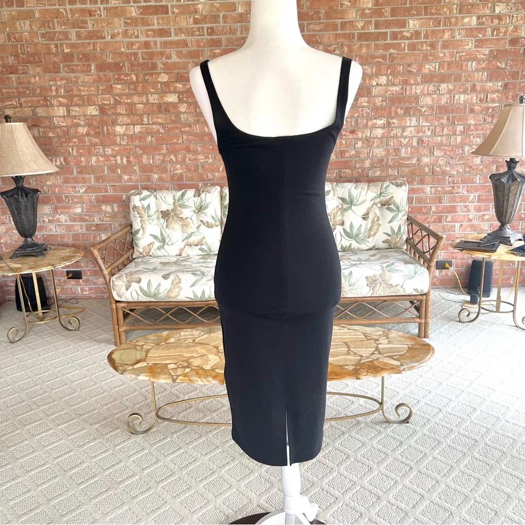 Zara Dress Bodycon Midi Black Sleeveless Knit Sheath Tank M Party Chic Date Mod - Image 5