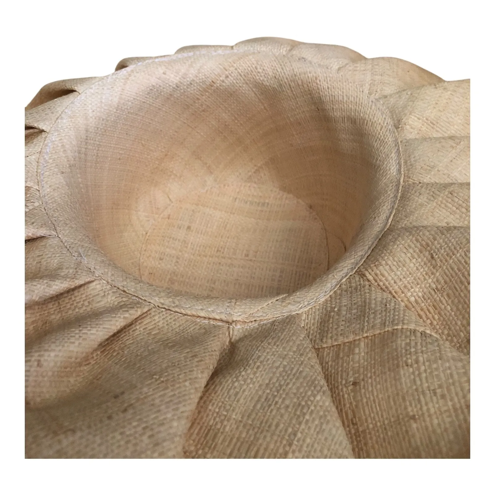 Vintage Natural Beige Wide Brim Sinamay Hat with Ruffled Brim And Bow - Image 9