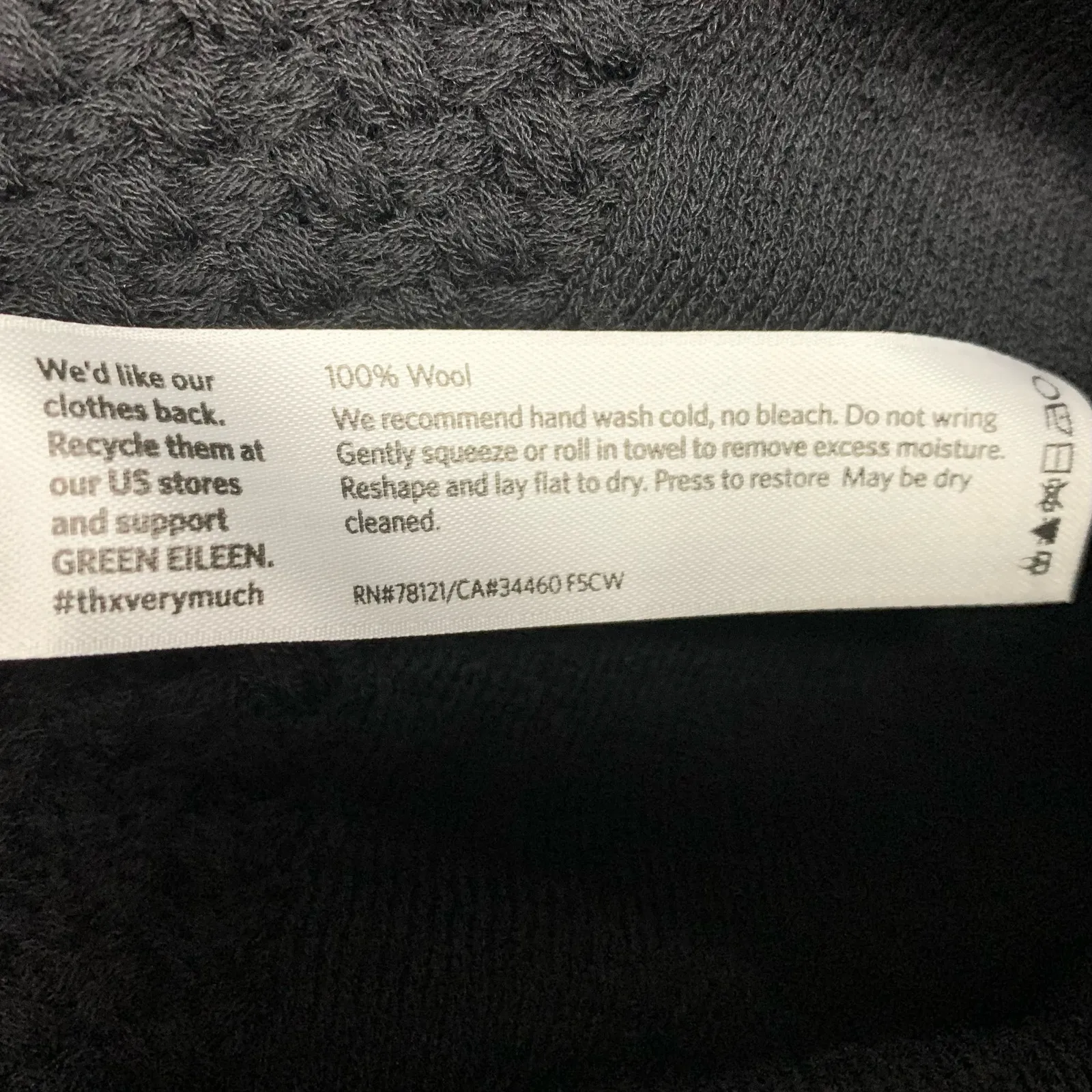 Eileen Fisher  Washable Wool Crepe Sleeveless Knit Black Italian Yarn Size XXS - Image 6