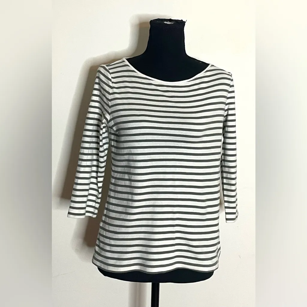 Talbots-Sage green and White Striped Trend French girl Tee Size MP - Image 2