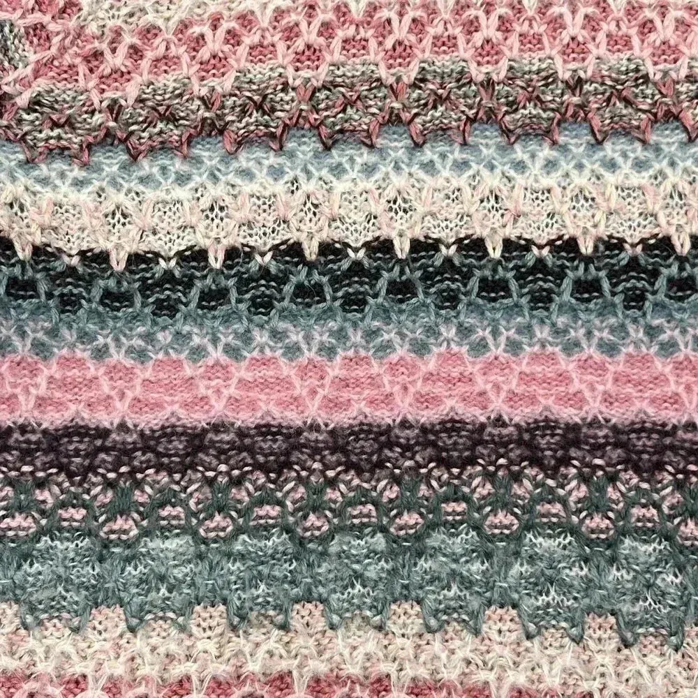 vtg KORET Boho Wool Mohair Cardigan Sweater Sz L Button Up Multicolor Pink Size L - Image 10