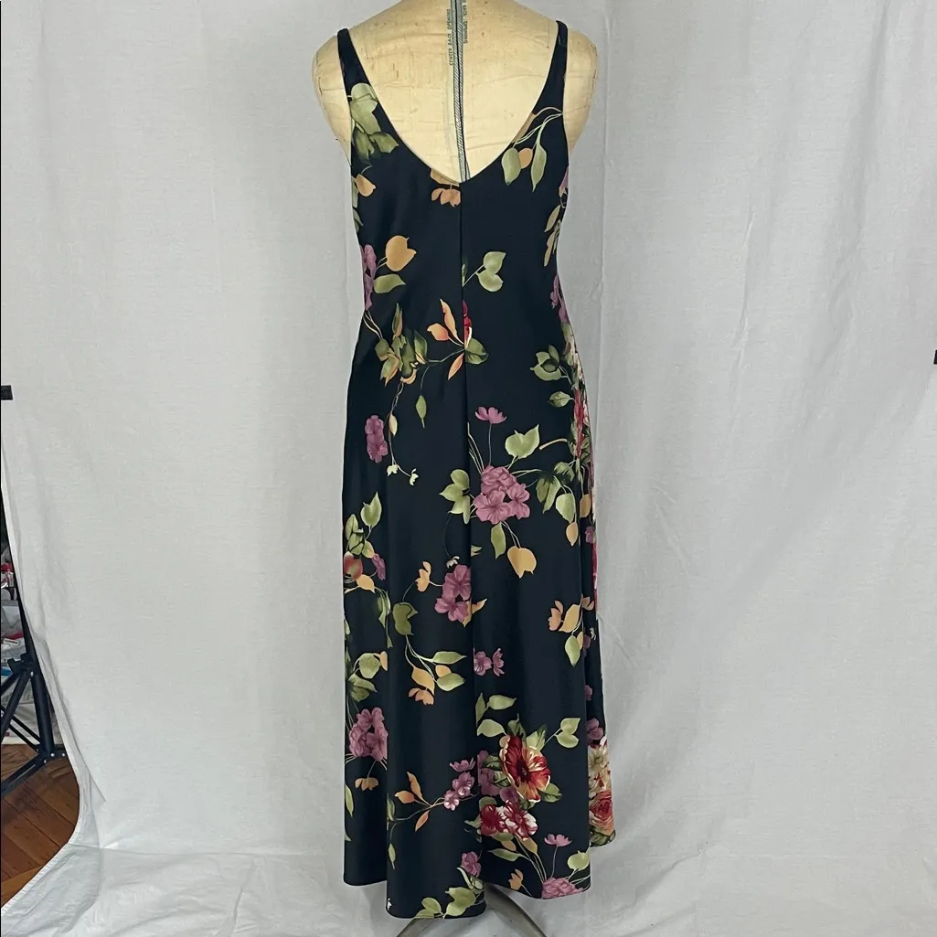 Oscar De La Renta Floral Maxi Dress with Lace Trim Size Small - Image 2