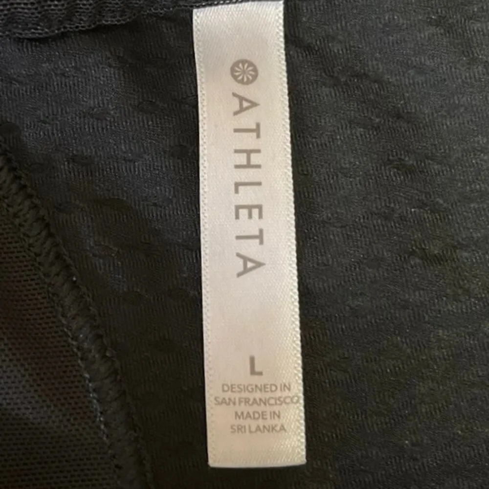 Athleta Black Mesh Sleeveless Crewneck Activewear Athletic Sports Tank Top Sz L - Image 3