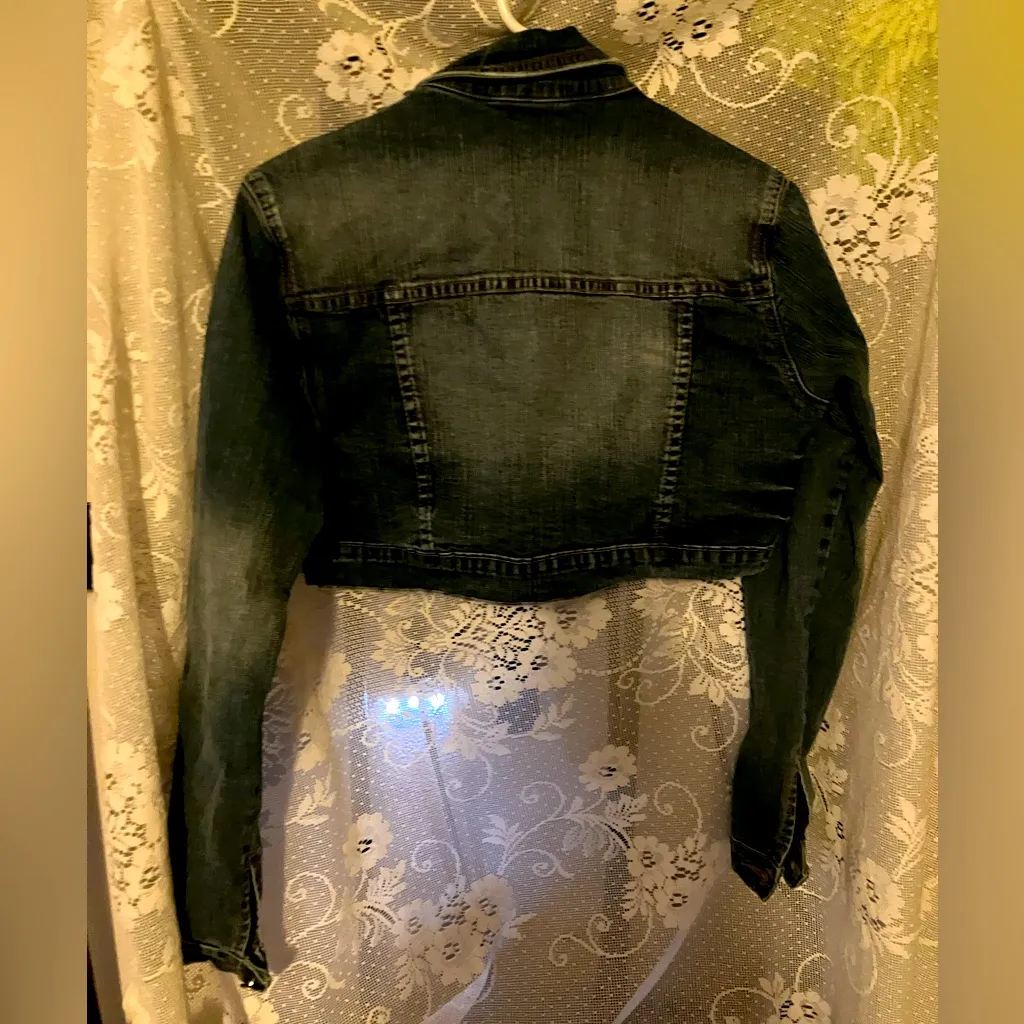 Detail Jeans Crop Jean Jacket Ladies Medium 90s Vintage Super Cute EUC Size L Size L - Image 6