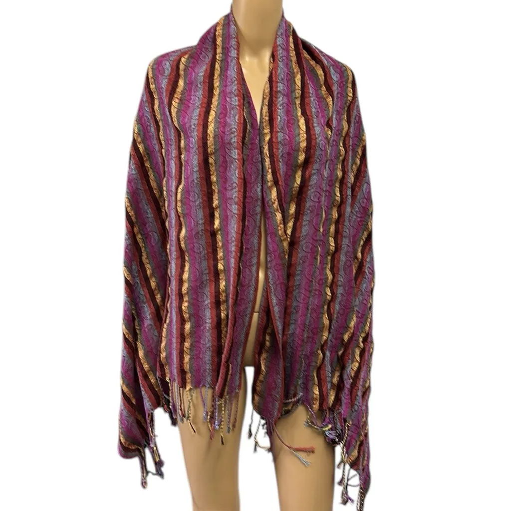 Blanket Scarf Large Wrap Sarong Coverup Fringed 28 x 66 inches Gold - Image 5