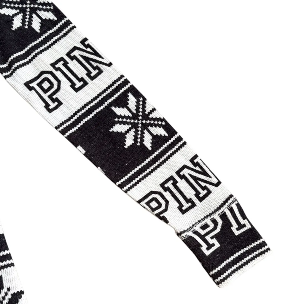 Like New PINK Victoria’s Secret Thermal Onesie Pajamas Black White Size Medium - Image 7