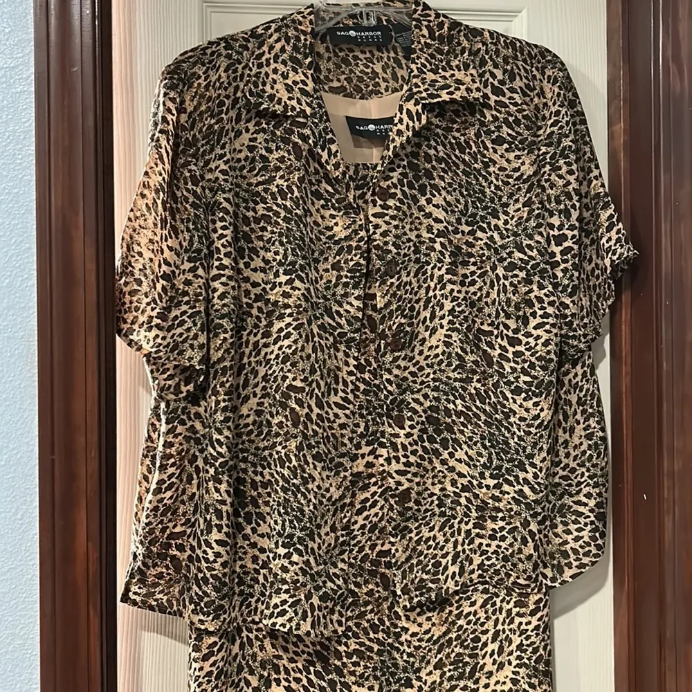 Vintage Sag Harbor Leopard Print 2 Piece Dress Suit 18W - Image 3