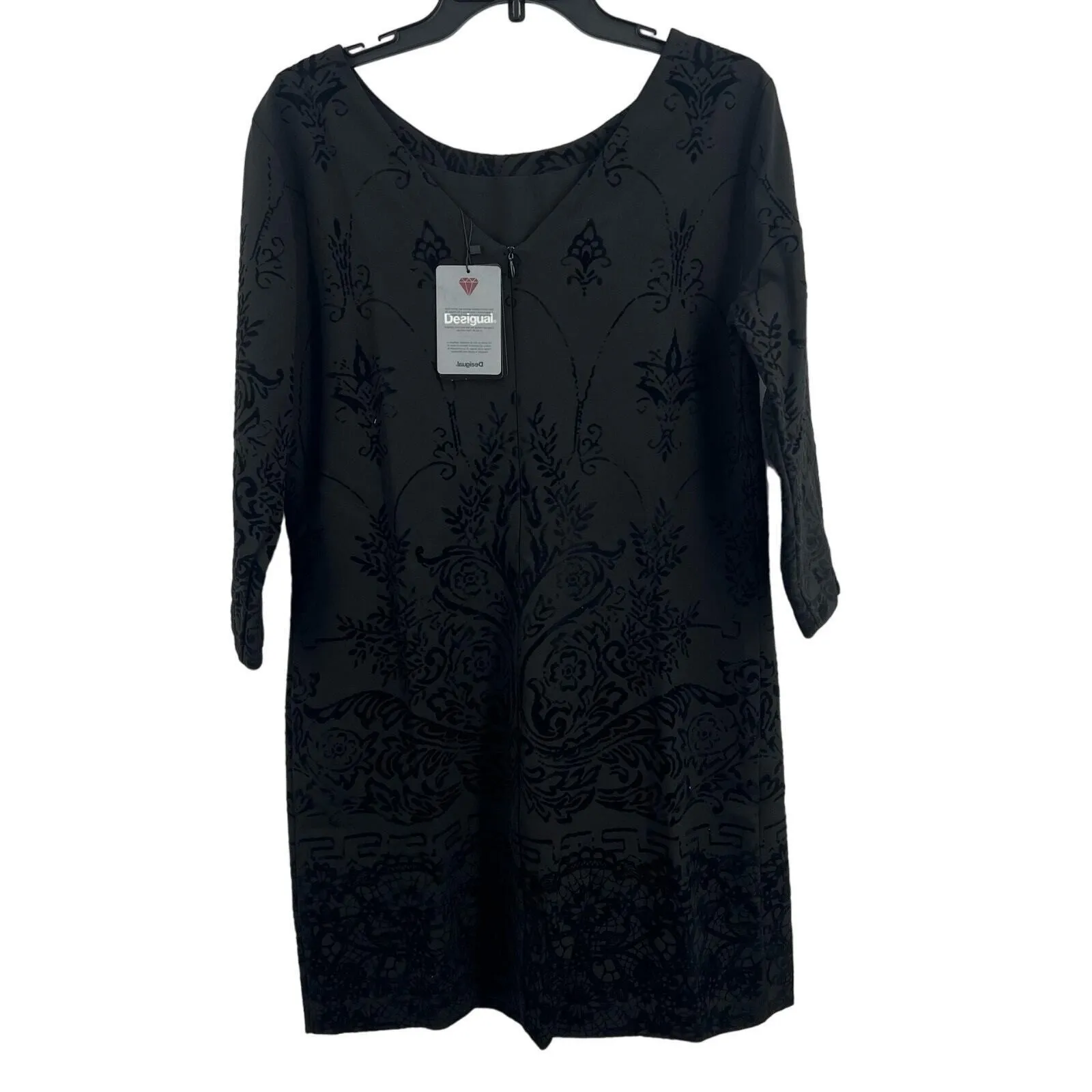 Desigual Black‎ Shift Dress Embroidered and Beading Detail US 6 / EU 40 New - Image 5
