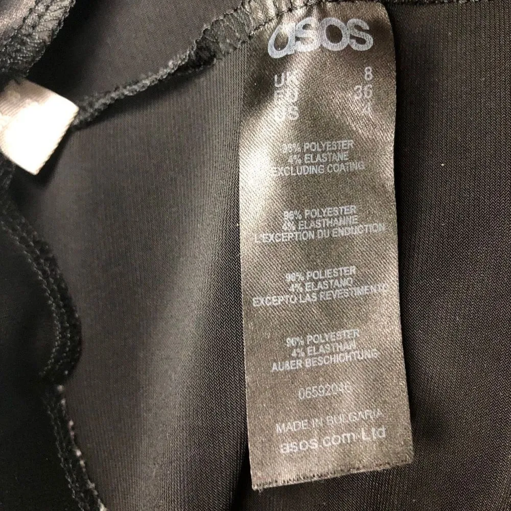 ASOS Black Faux Leather Leggings‎ High Waisted Size US 4 - Image 7