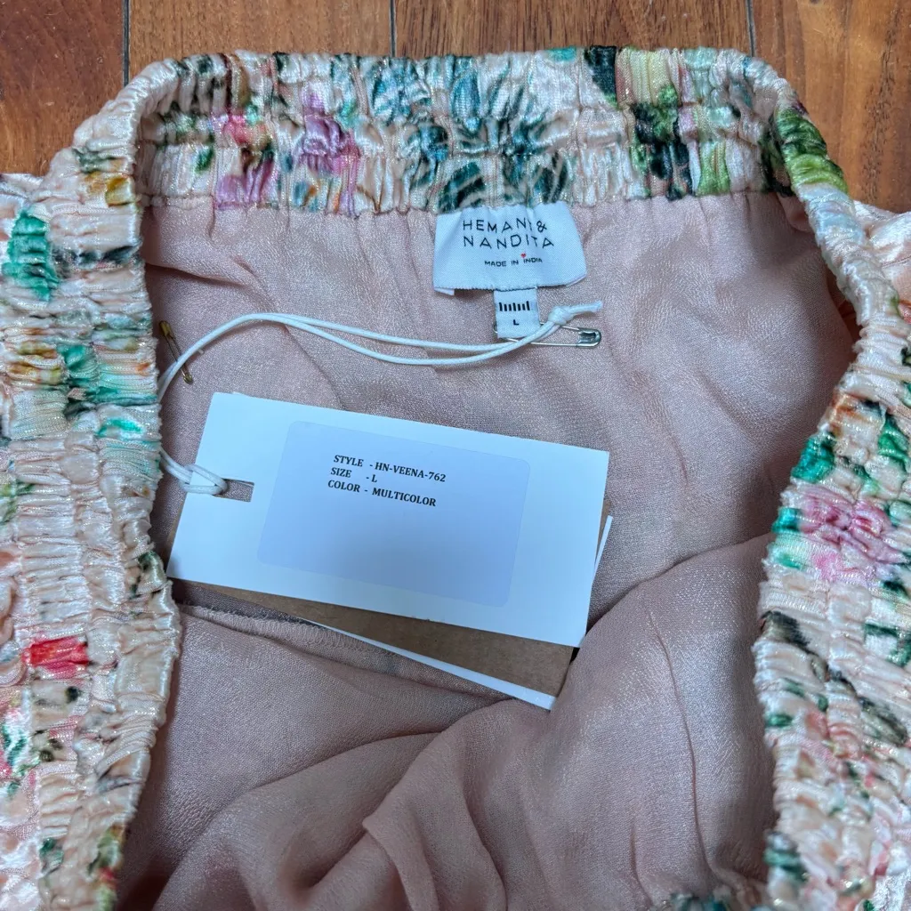 Hemant & Nandita Tiered Velvet Mini Skirt L Green Size L - Image 6