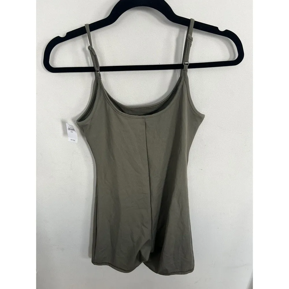 American Eagle Bodysuit Shorts Women’s Medium Sage Cami Straps Stretch Fitted - Image 2
