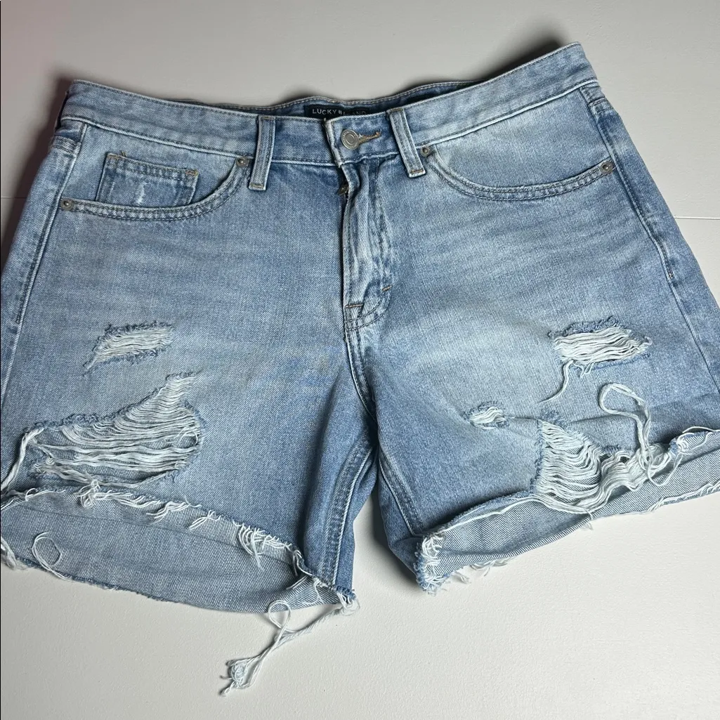 Lucky Brand Shorts Women's Size 8 Lucky Brand Ripped Denim Boyfriend Shorts - Image 2