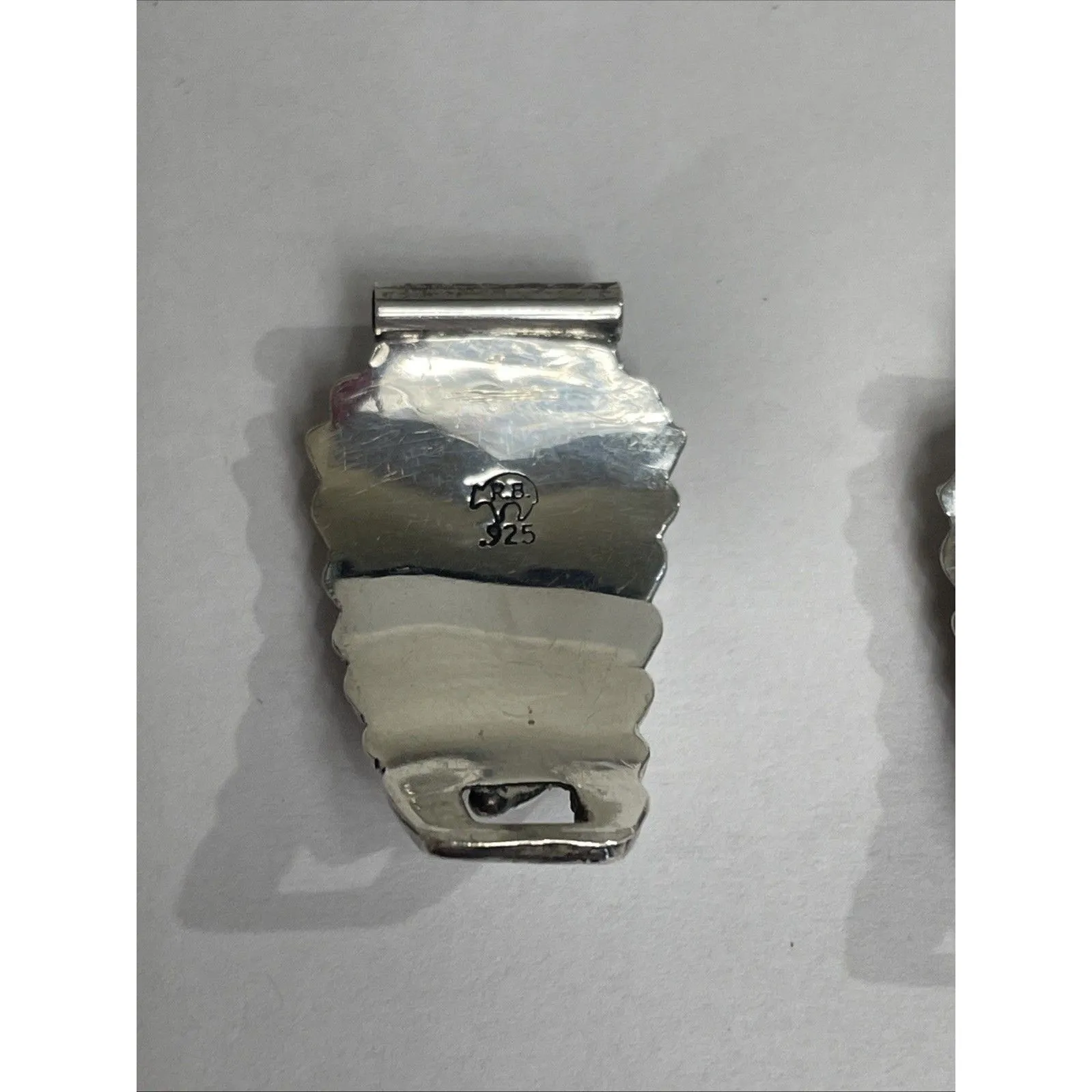 Running Bear Navajo Sterling Silver Turquoise Floral Watch Ends Gold & Silver - Image 3