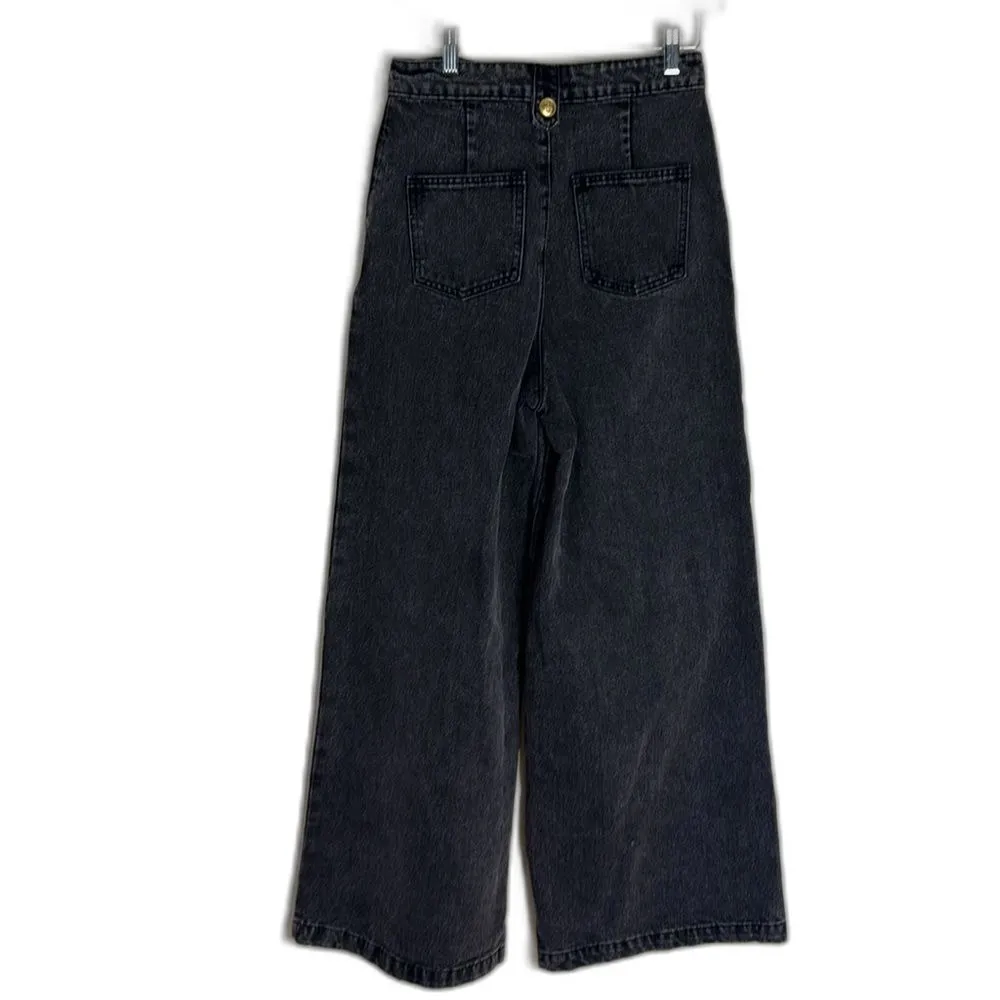 Free market flying tomatoes extreme wide leg dark sailor jeans size 27 Black - Image 11