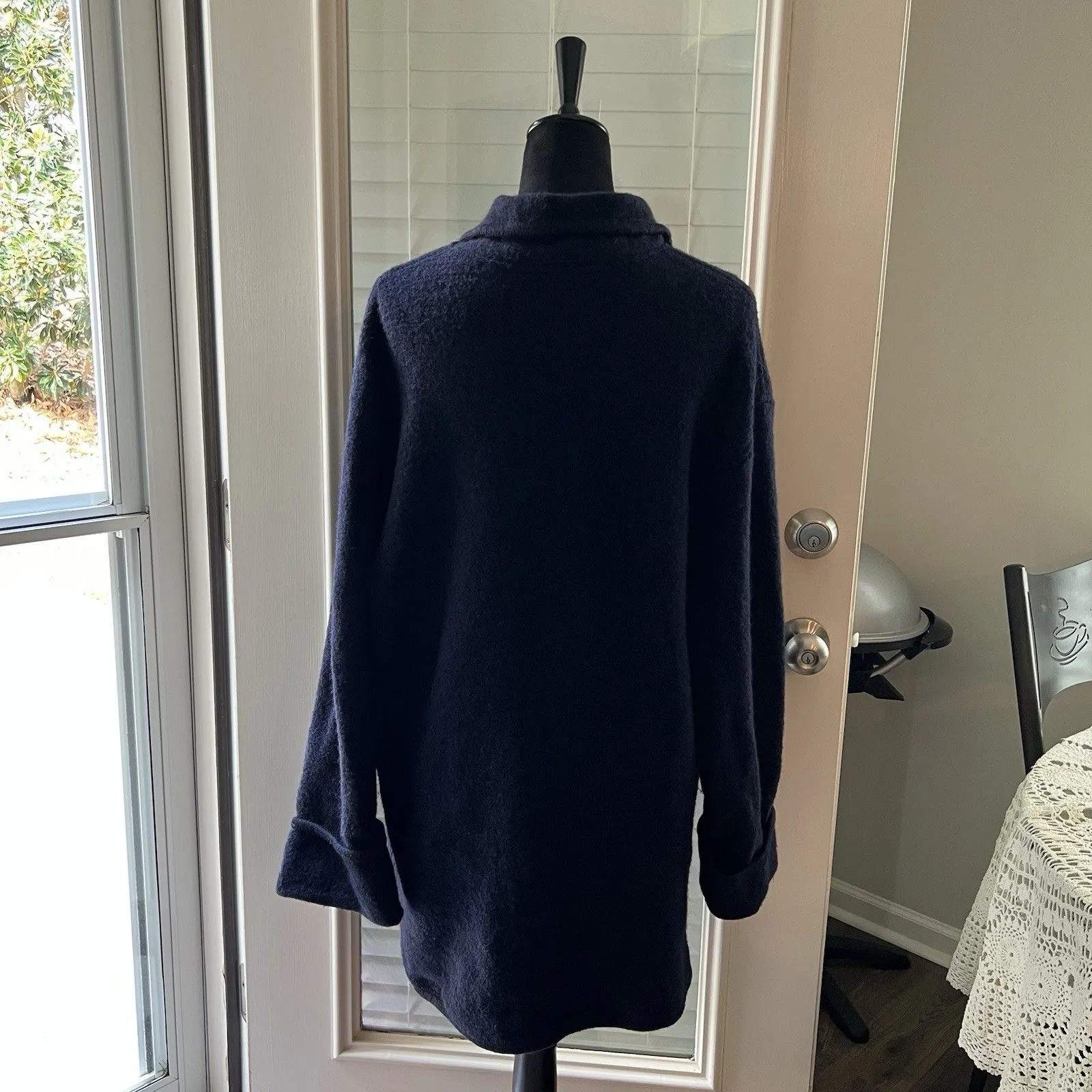 Talbots  Women’s Jacket Medium 100% Wool Tunic Trench Coat - Image 2