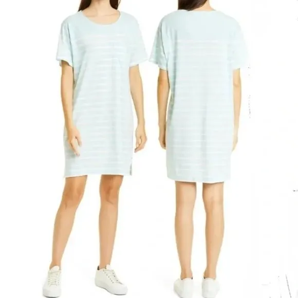 NWT La Ligne New Edie Knit Dress in Pale Blue Ivory Striped Casual Size Small S - Image 2