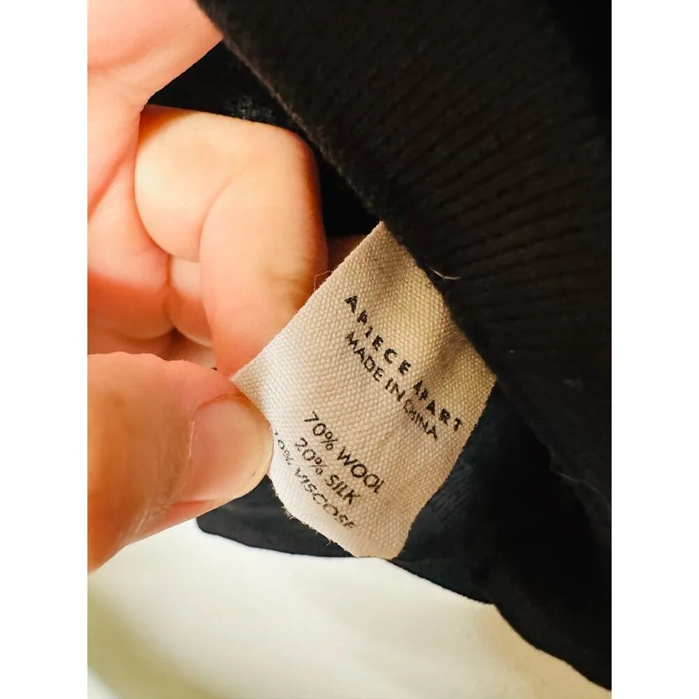 APIECE APART Black Wool Turtleneck Puffed Drapey Sleeves Dewi Sweater size Large - Image 11