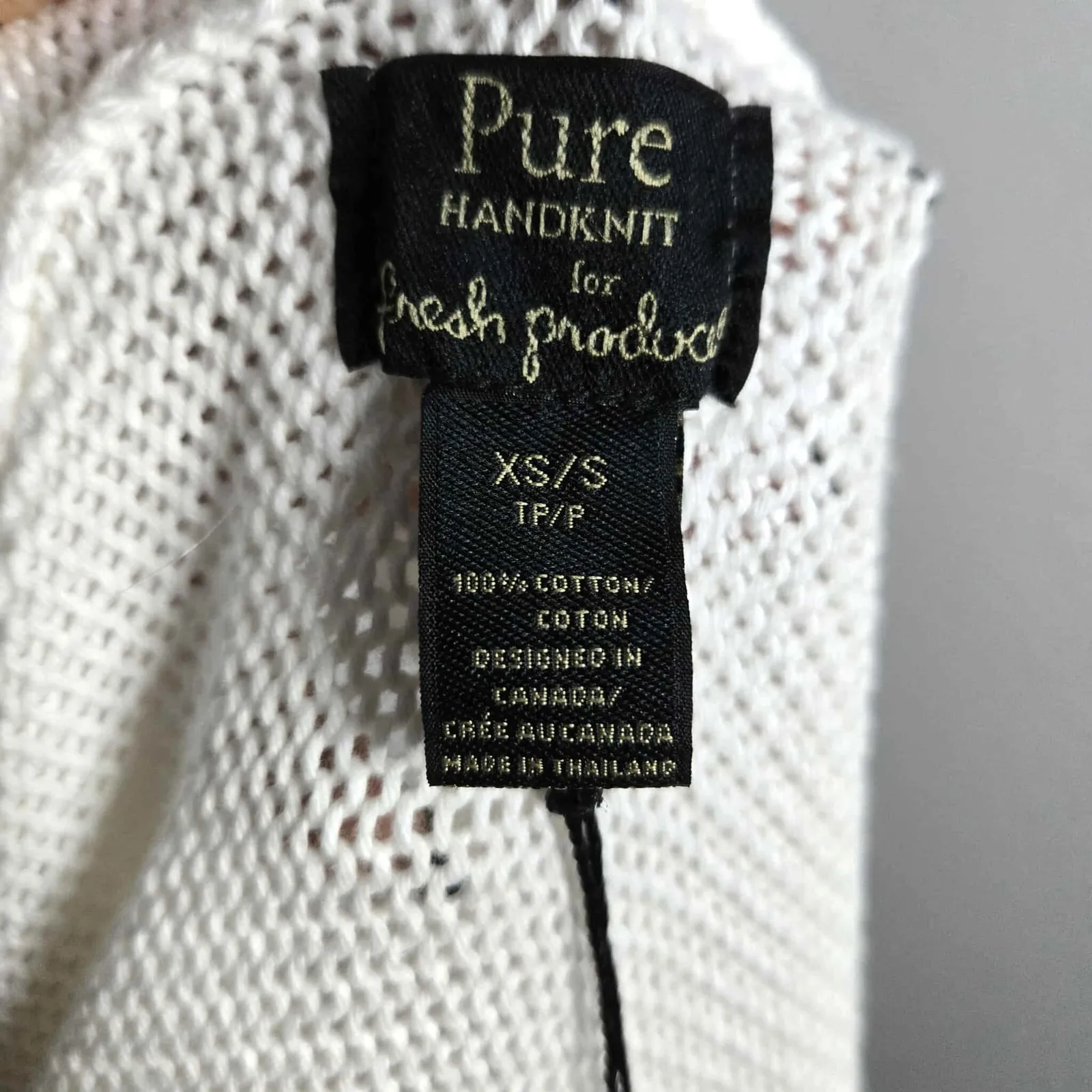 Pure Handknit 100% Cotton Open Wrap Cardigan Sweater Size XS/S NWT Fringe White - Image 3