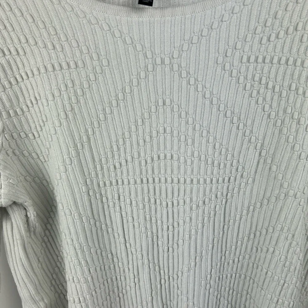 White House Black Market Women's Off White Ribbed Knit Pullover Sweater L - Image 2