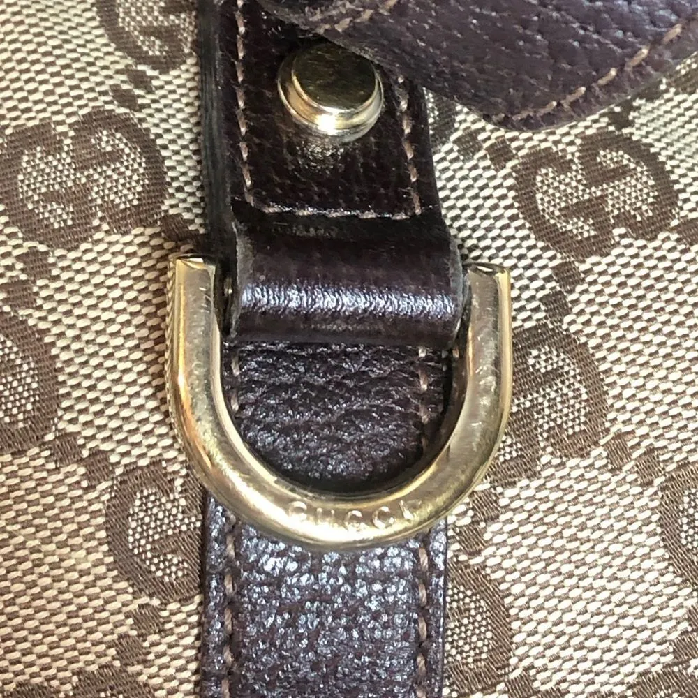 GUCCI GG Monogram Canvas and Brown Leather Accent Top Handles Crossbody Bag - Image 14