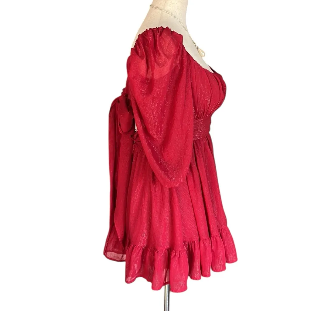 Lucy In The Sky Floral Ruffle Puff Sleeve Babydoll Dress - Image 7