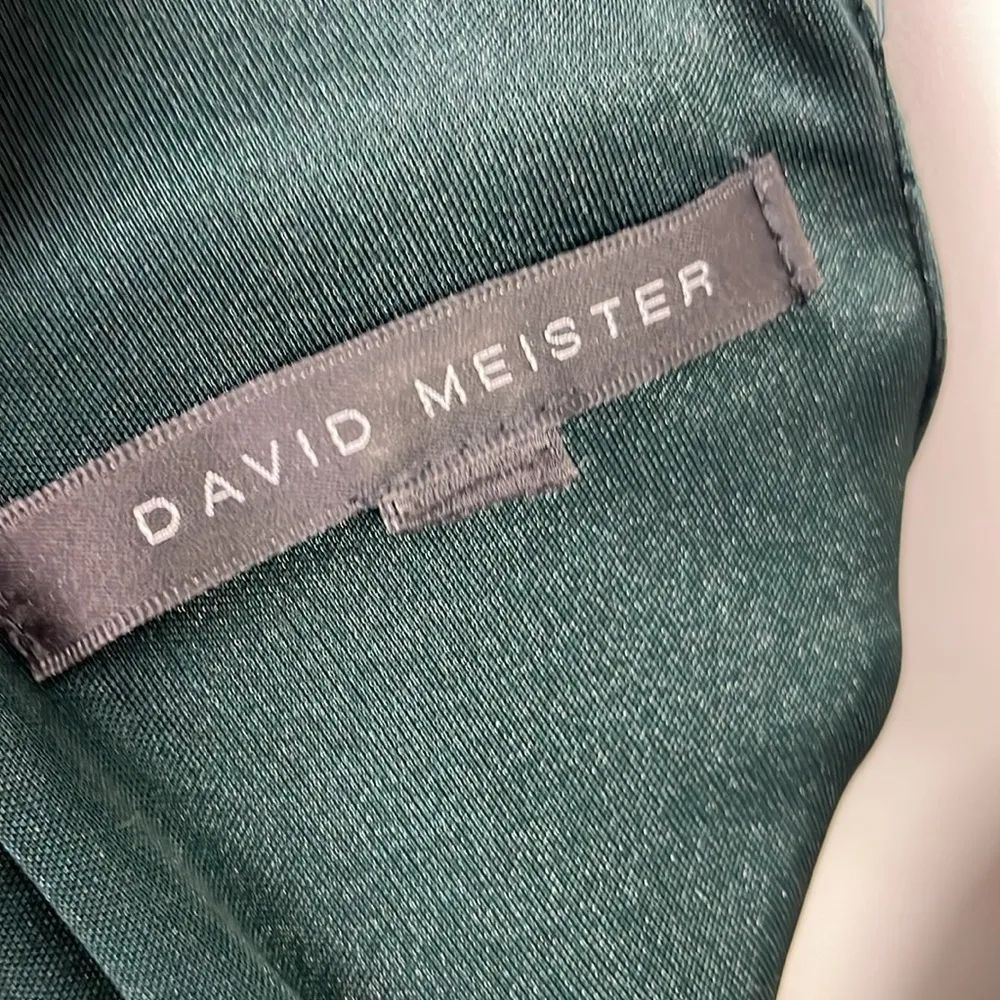 DAVID MEISTER Little Green V-Neck Shimmer Details Dress 10 - Image 10