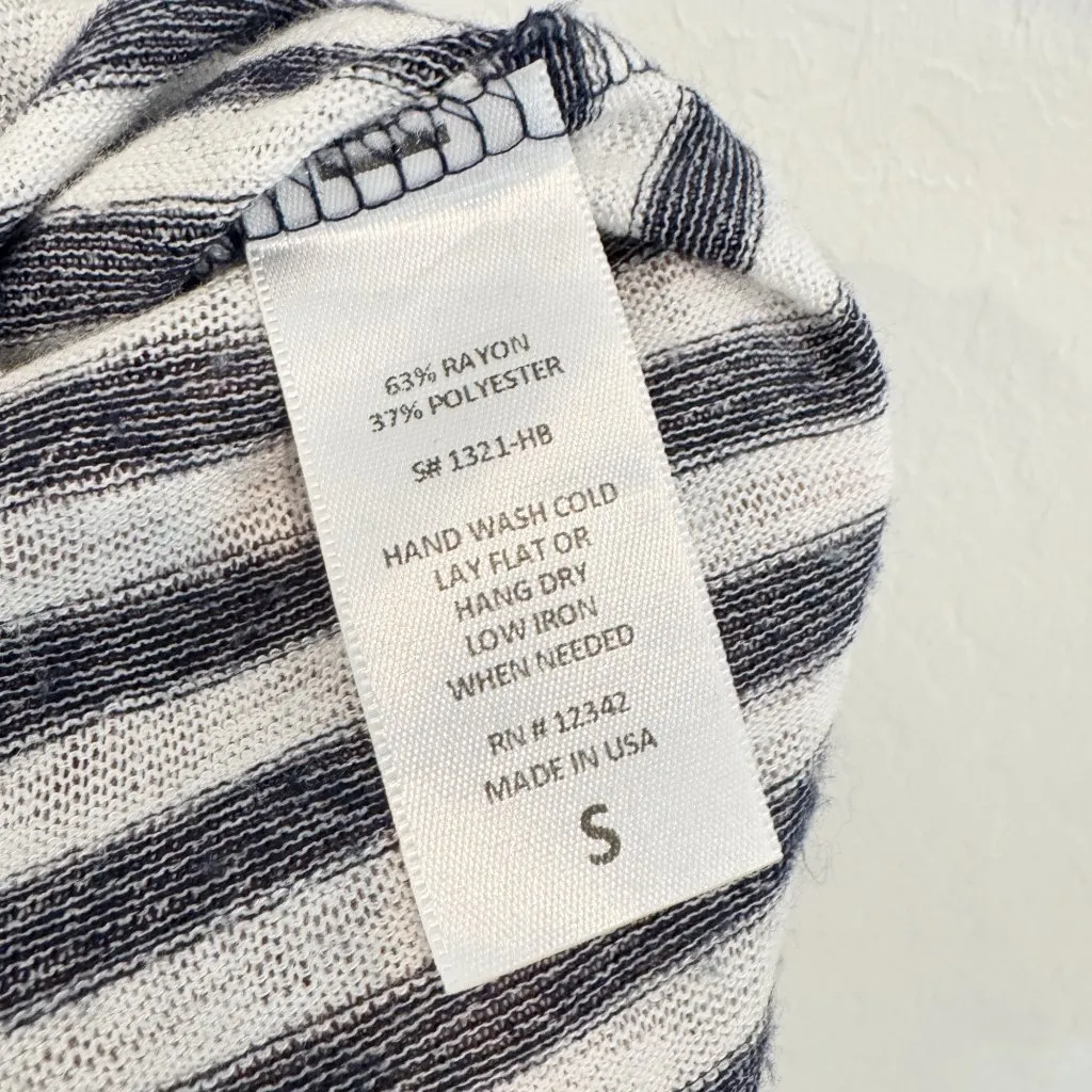 Coin 1804 Striped Soft Slub Scoop Neck Top Navy Blue White Nautical Casual Small - Image 6