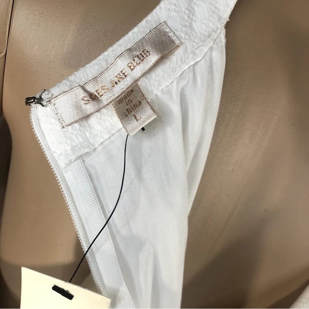 Skies Are Blue Creamy White Lace Sleeveless Zip Back Mini Dress Womens Large - Image 7