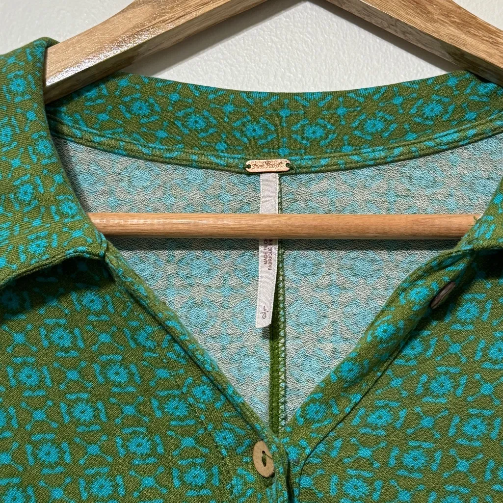 Free People Shayla Mini Dress in Green Size Large Boho Festival Beach Summer - Image 3