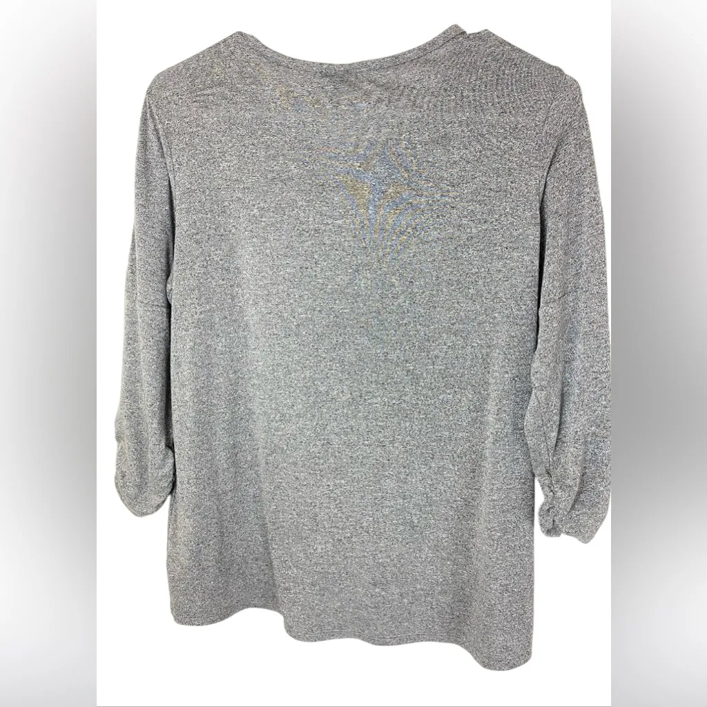 Alyx Women’s Large Gray Long Sleeve Lattice Sleeve Detail Casual Chic Top - Image 3