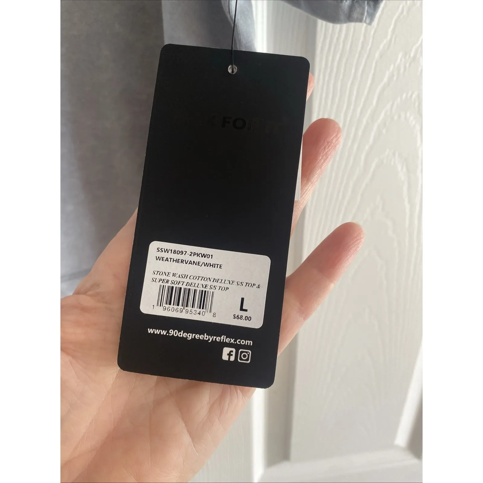 90 Degrees by Reflex Womens Large Blue Stonewash Cotton Deluxe Short Sleeve Boxy - Image 6