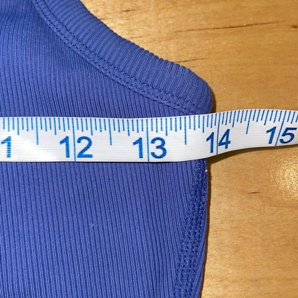 Alo Yoga Womens Rib Racerback Sleeveless Support Tank Top Smoke Cobalt Blue Size - Image 7