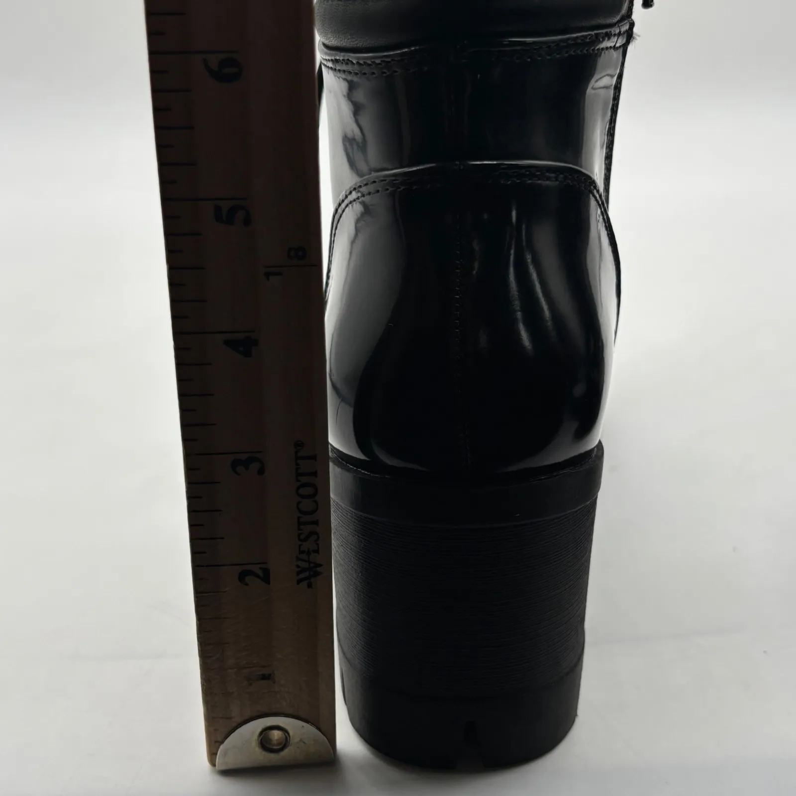 NEW Allegra K Ankle Boots Womens 8.5 Black Lace Up Side Zip Chunky Heel Platform - Image 5