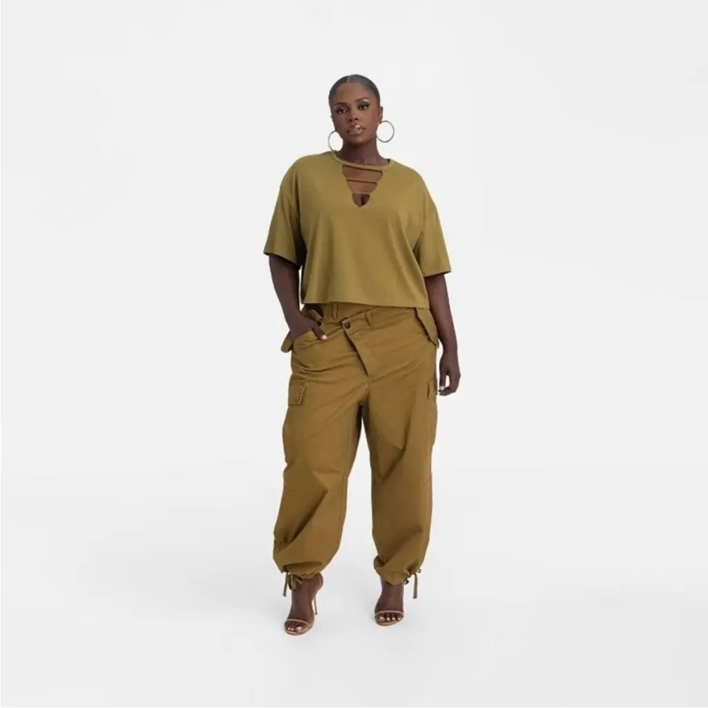 KBB by KAHLANA x Target Cargo Jogger Pants Women’s XXL Tan Mid Rise Straight Leg Brown - Image 4