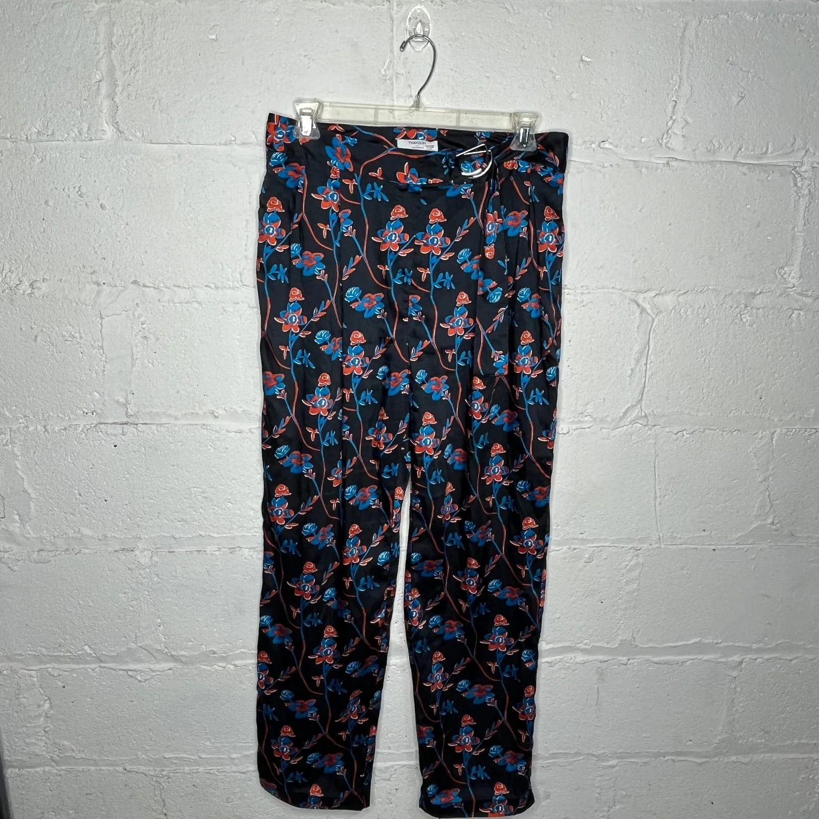 Thakoon Collective Floral High Waist Belted Pants Chic Statement Women Black 14 - Image 2