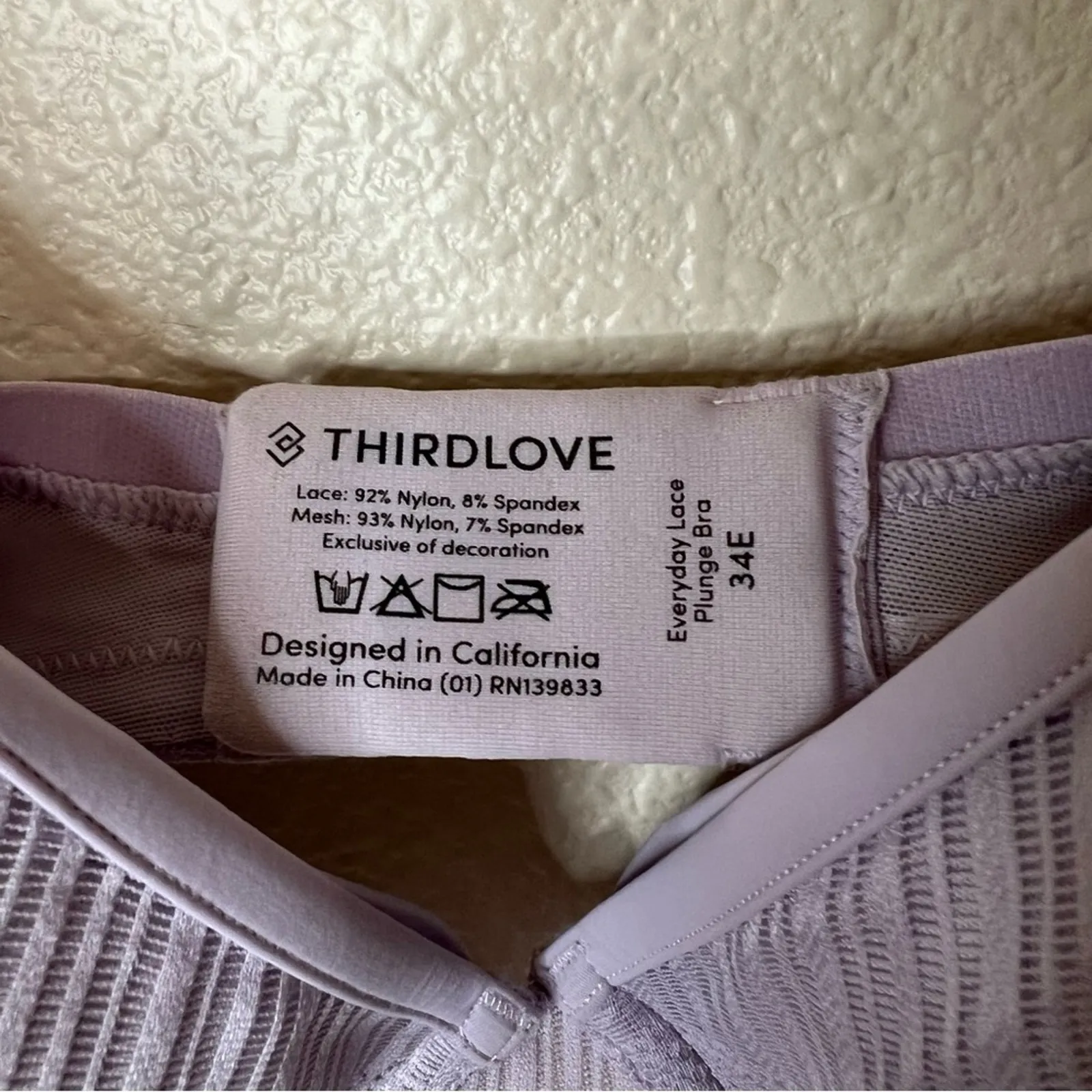 Thirdlove light purple lavender everyday lace plunge bra 34E - Image 3