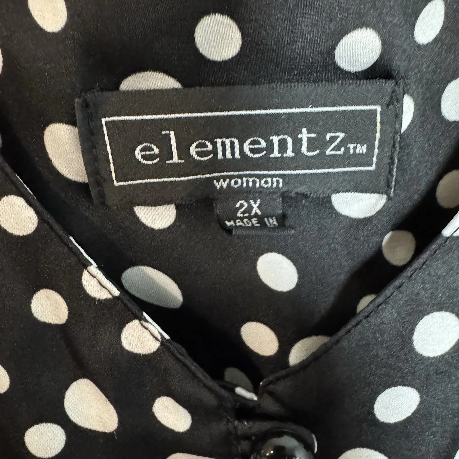 Elementz Women's Black Blouse With White Polka Dots, 100% Polyester? 2X - Image 5