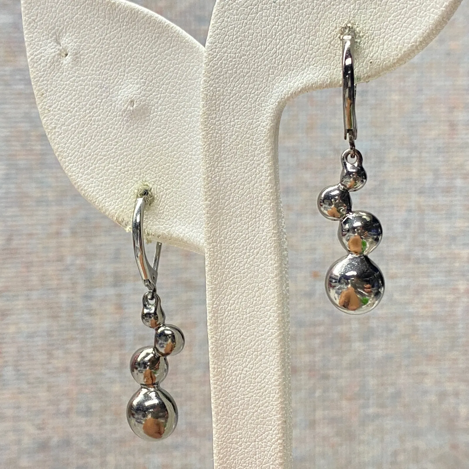 Whimsical Fairy Crystal Dangle Earrings Purple Blue Pink Gunmetal Tone Leverback - Image 5