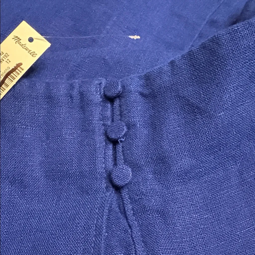 Madewell  women’s Curved-Neck Shell Tank in 100% Linen Sapphire blue Size 12 NWT - Image 8