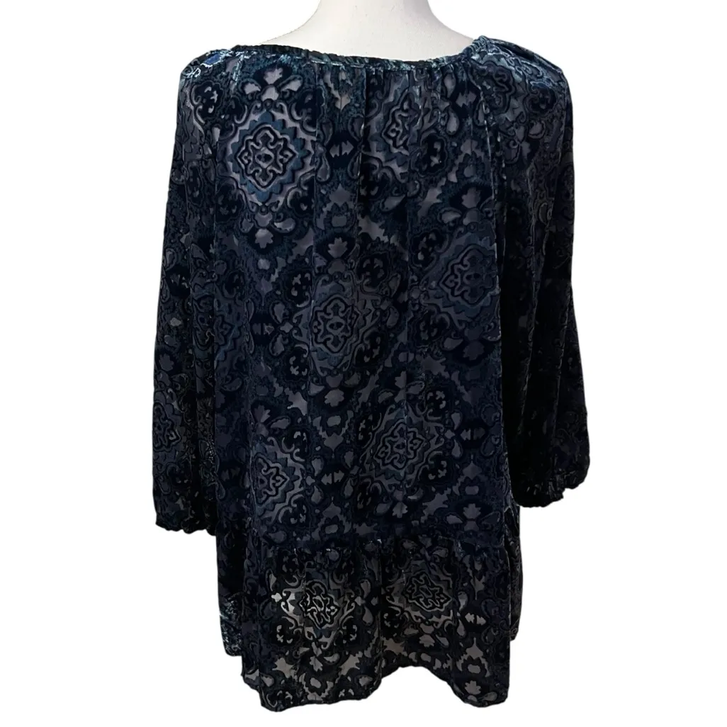 Faded Glory Womens Velvet Burnout Top Size XL Ruffle Whimsigoth Fairy Gothic - Image 4