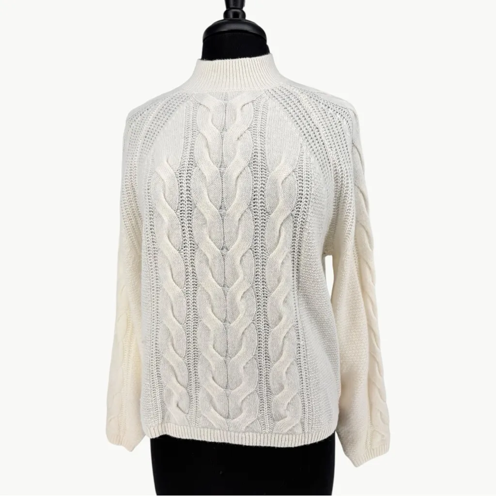 NWT Banana Republic Italian Merino Wool Cable Knit Sweater | Sz Medium | Ivory - Image 14