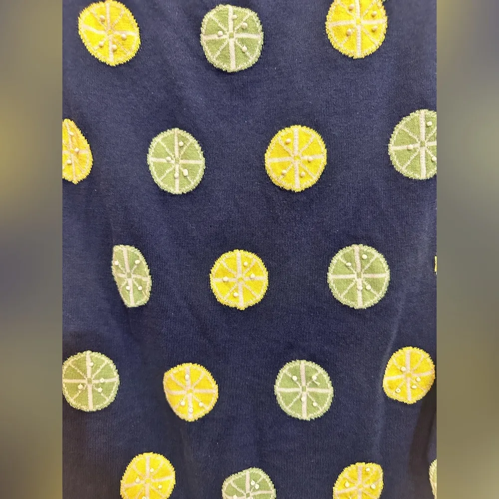 Talbots Lemon/Lime Navy Blue Vest - Image 2