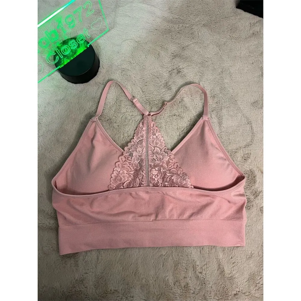 Marilyn Monroe Women's Lace Racerback Bralette Pink XL Adjustable Straps - Image 2