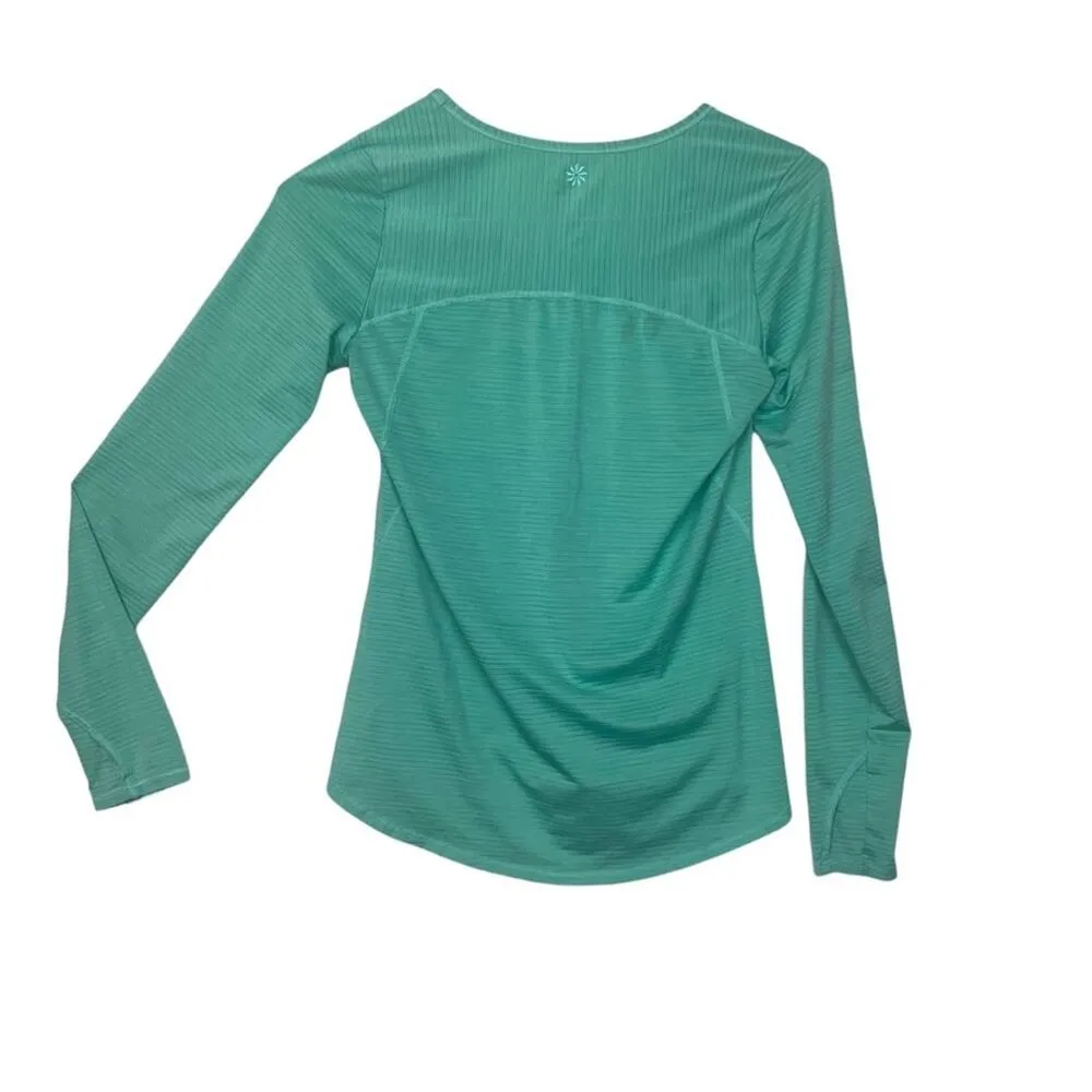Athleta womens small green stripe athletic long sleeve swiftly flaw gym lulu gap - Image 3