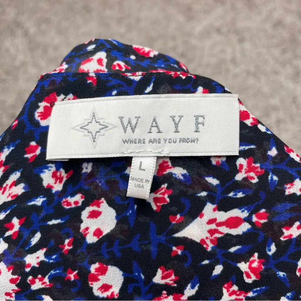 WAYF High Low Floral Faux Wrap Surplice Blouse Top Large 3/4 Sleeve Multicolor - Image 5