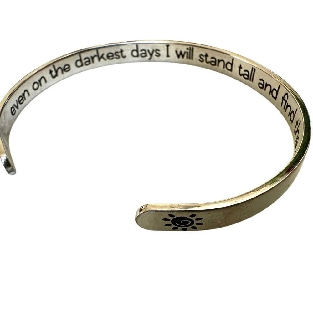 Silver tone Open cuff Inspirational bracelet - Image 4