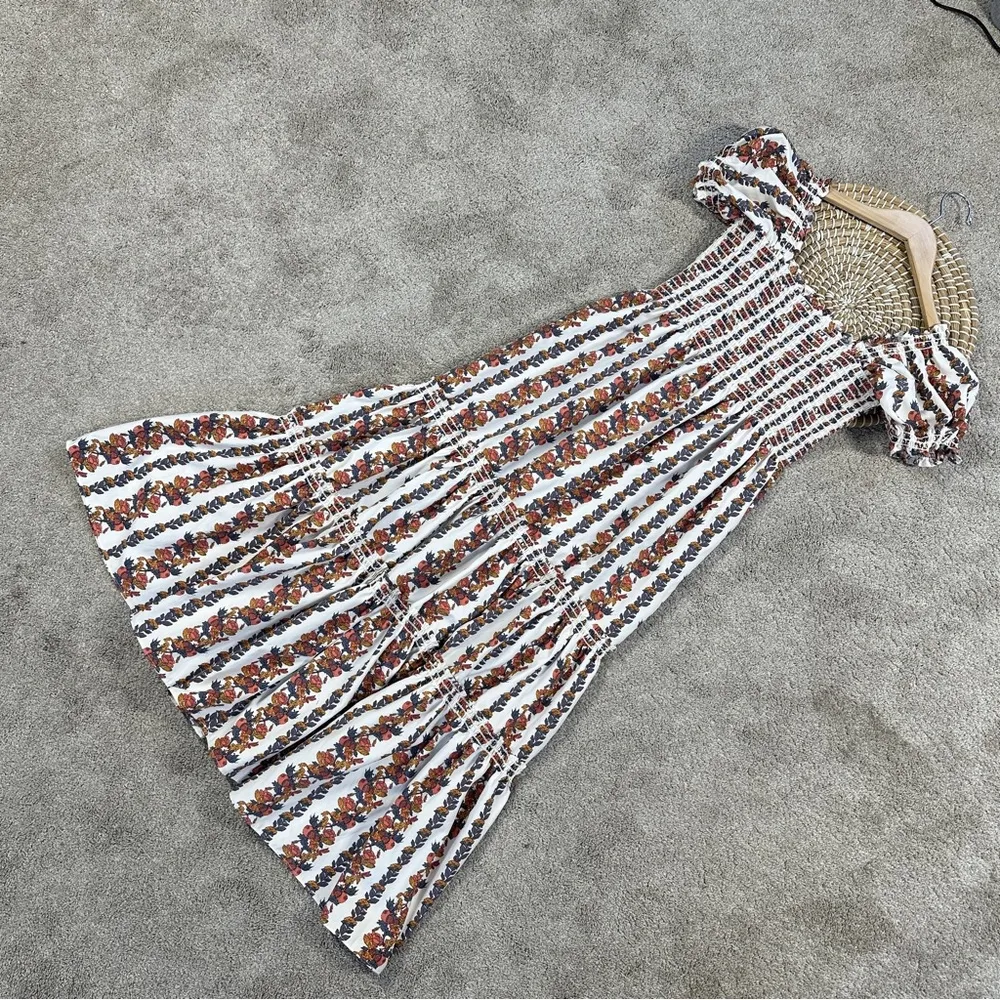 o.p.t Women’s Daphne Square Neck Smocked Maxi Dress Tiered Multicolor Floral M White Size M - Image 9