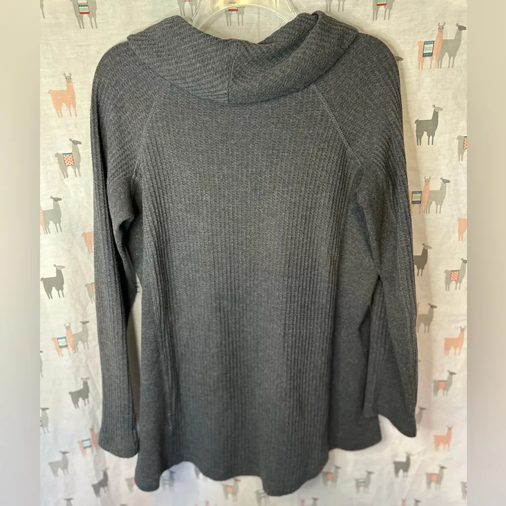 Soft Surroundings Gray Cowl Neck Knit Hoodie with Pockets Size Small - Image 4